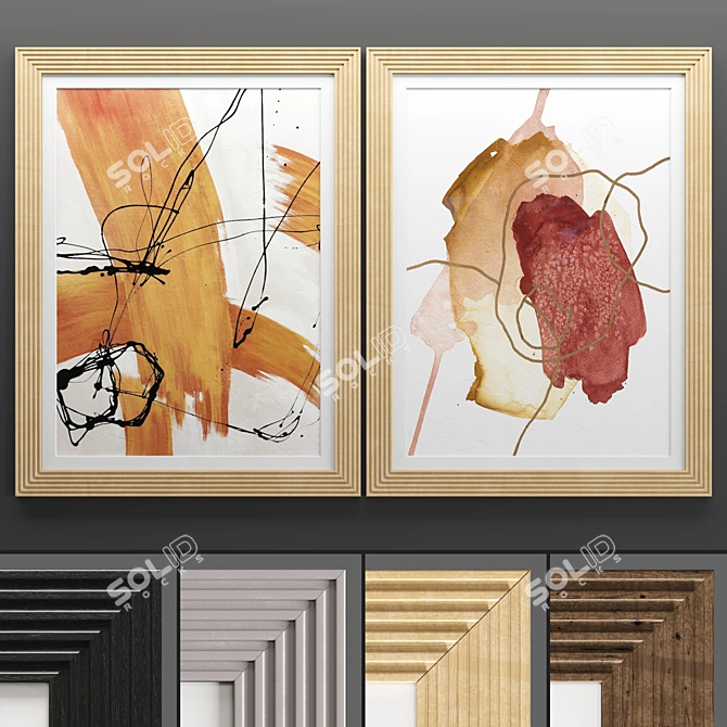 Elegant Art Frame: 2 Frames, 4 Textures 3D model image 1