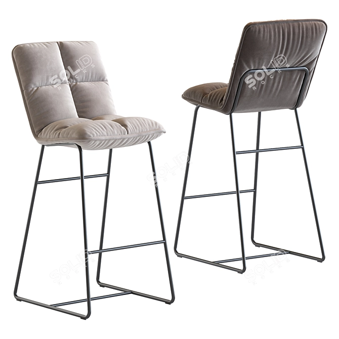 Cloud Grey Barstool 3D model image 1