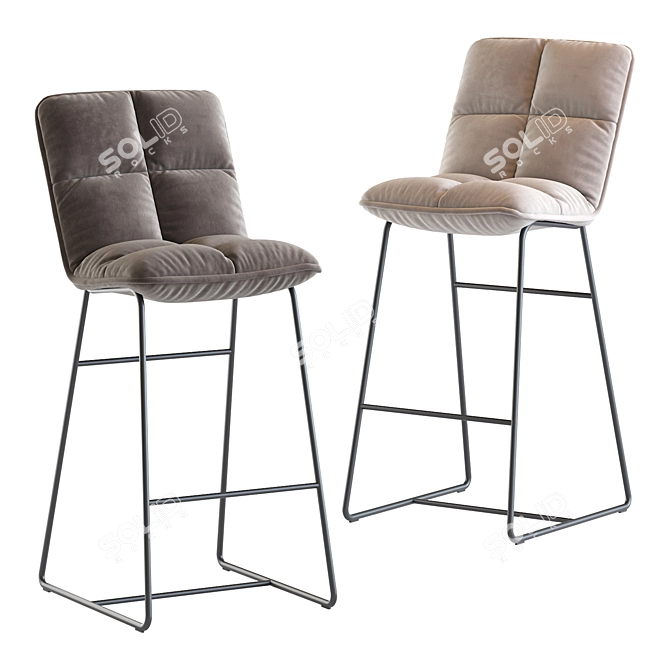 Cloud Grey Barstool 3D model image 2