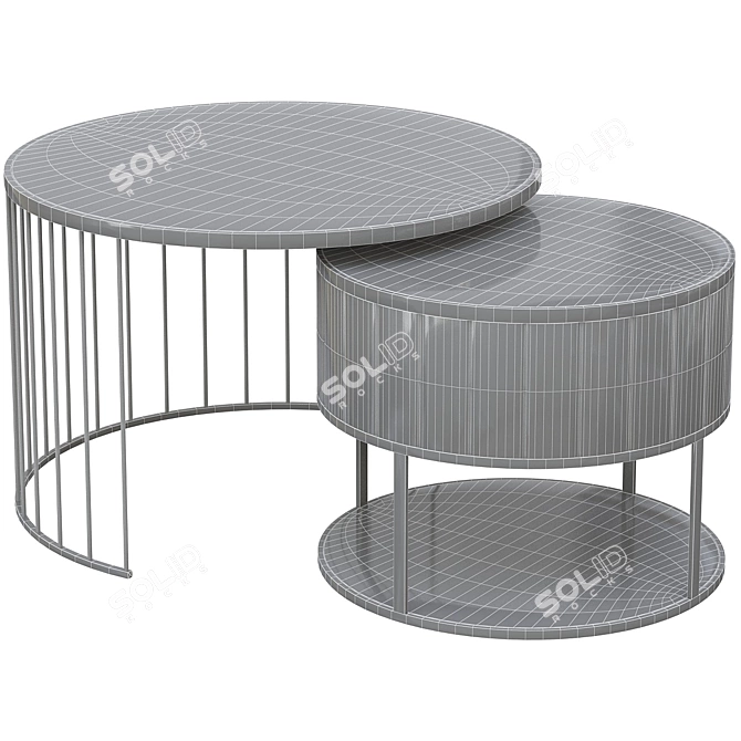 Luxury Gold & Gray Coffee Table - Tempered Glass & Stainless Steel 3D model image 3