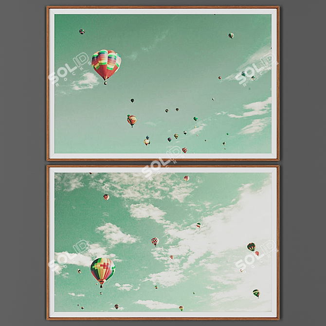 Wooden Frame Picture Set 3D model image 1