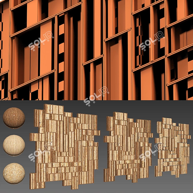 Smooth Wood Panel Rails 3D model image 5