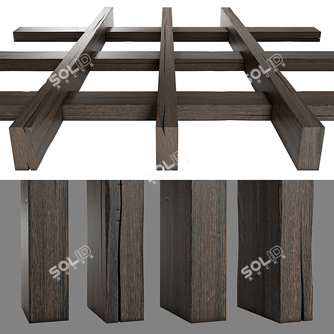  Rustic Wooden Beams: High-Quality 3D Model 3D model image 2