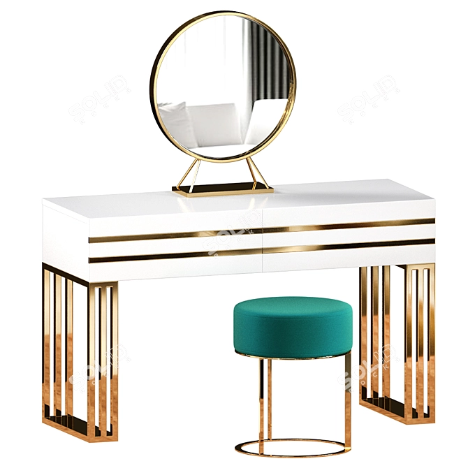 Elegant White Vanity Table 3D model image 1