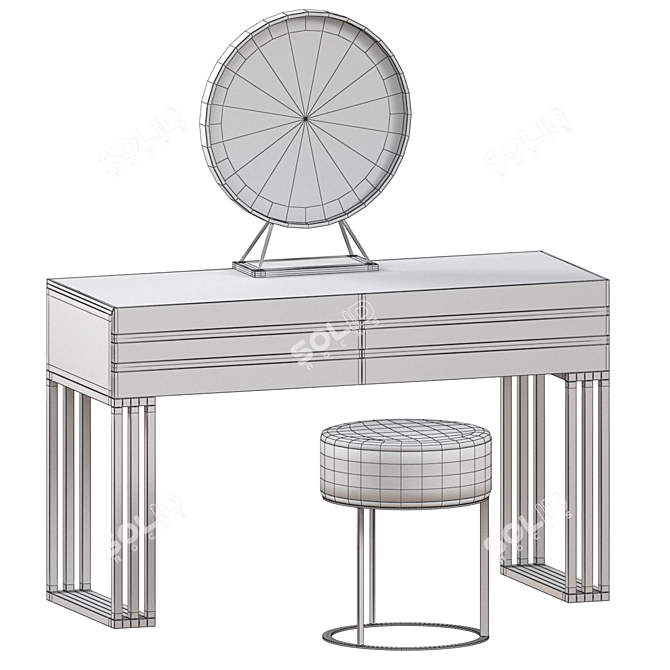 Elegant White Vanity Table 3D model image 2
