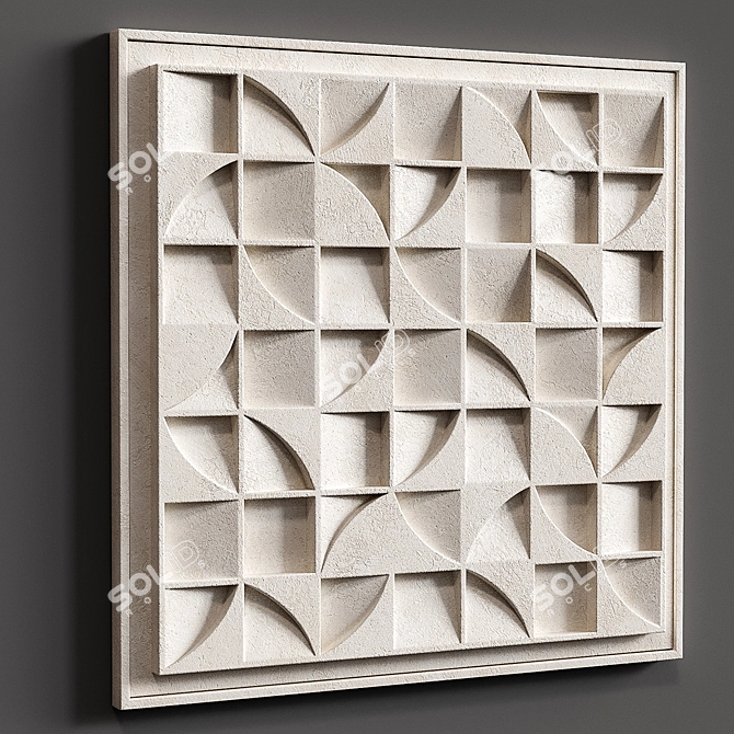 Relief Puzzle Square: Contemporary 3D Wall Art 3D model image 2