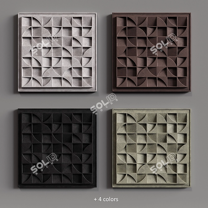 Relief Puzzle Square: Contemporary 3D Wall Art 3D model image 3