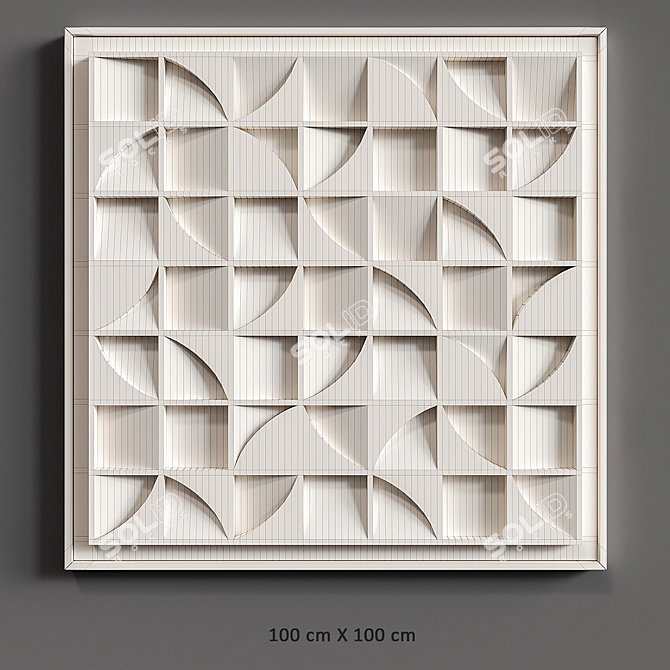 Relief Puzzle Square: Contemporary 3D Wall Art 3D model image 4