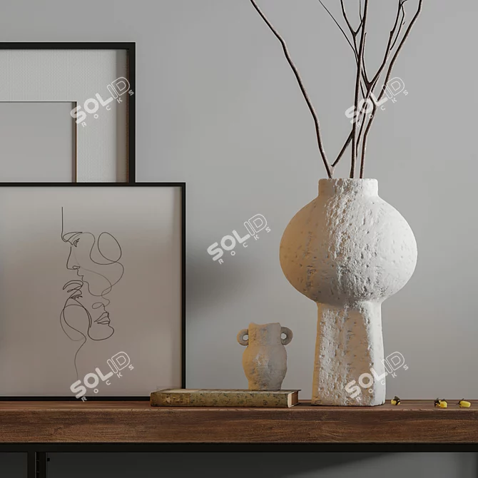 Chic Vase & Book Set 3D model image 2