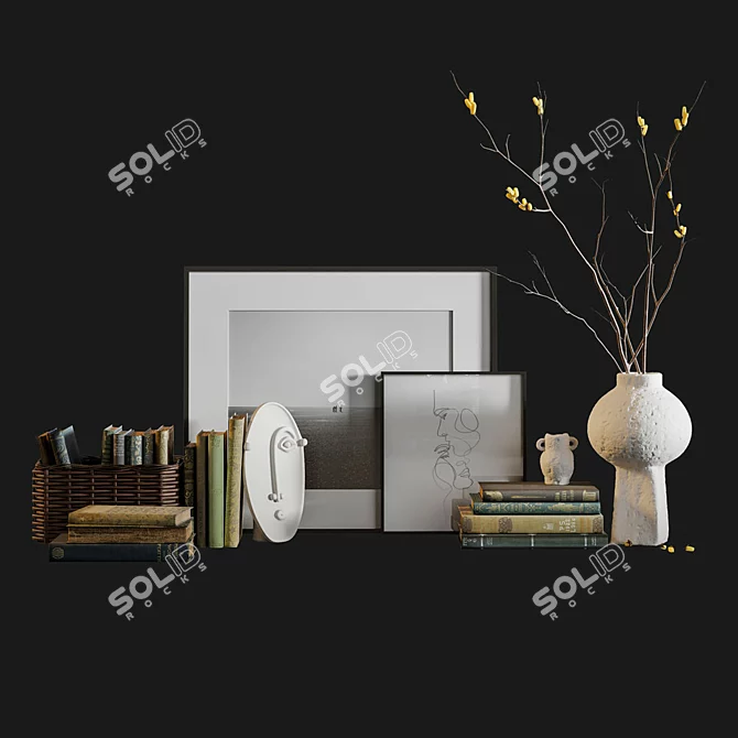 Chic Vase & Book Set 3D model image 5