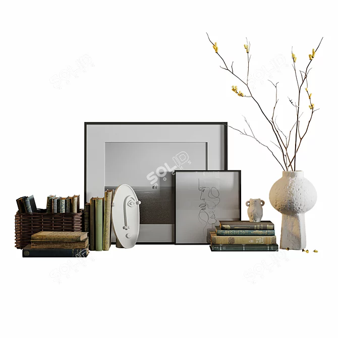 Chic Vase & Book Set 3D model image 6