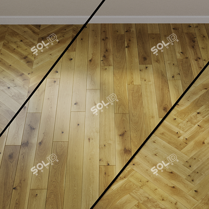 Authentic Oak Parquet Flooring 3D model image 1