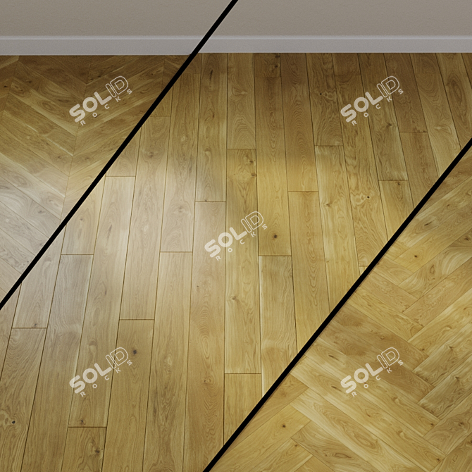 Natural Oak Parquet Flooring 3D model image 1