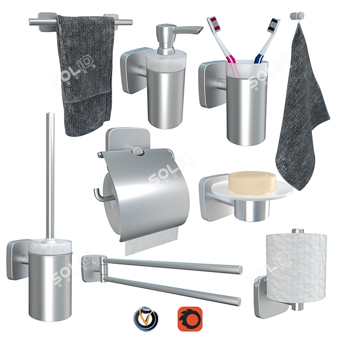 HANSGROHE PuraVida Bathroom Accessory Set 3D model image 5