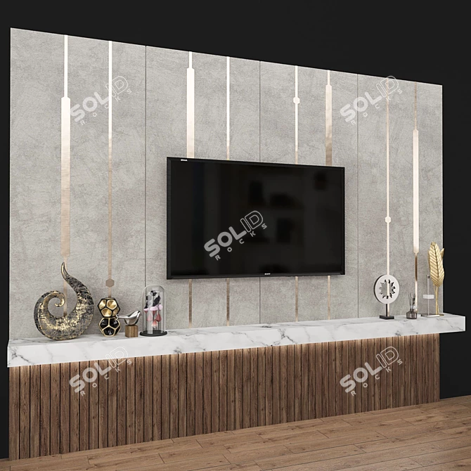 Modern TV Wall Unit 3D model image 2