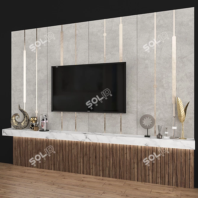 Modern TV Wall Unit 3D model image 3