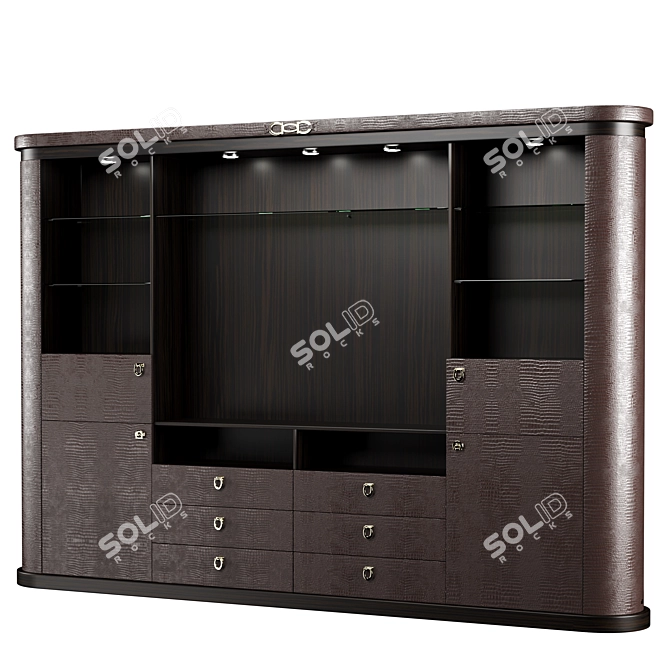 Elegant Cocco Tobacco Wall Cabinet 3D model image 1