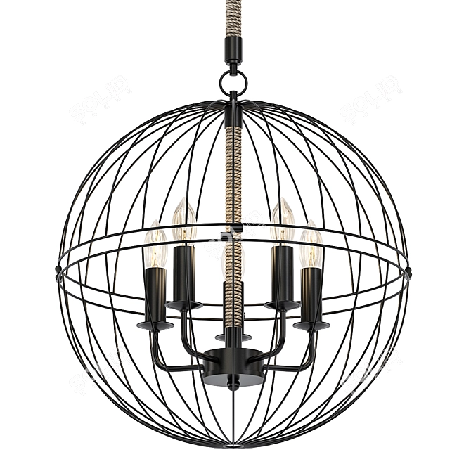 Industrial Rope Pendant Light 3D model image 1