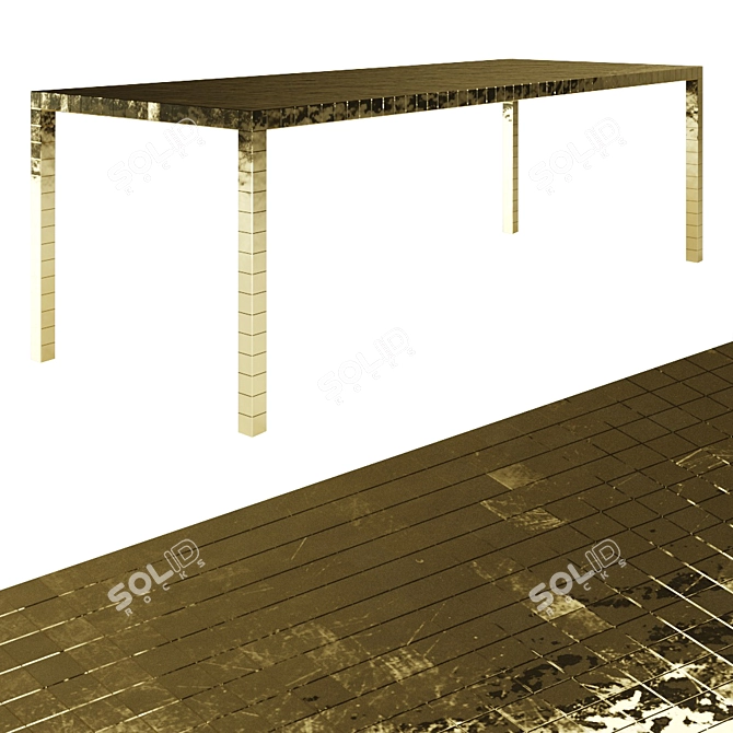 Alchemy Gold Dining Table. 3D model image 3