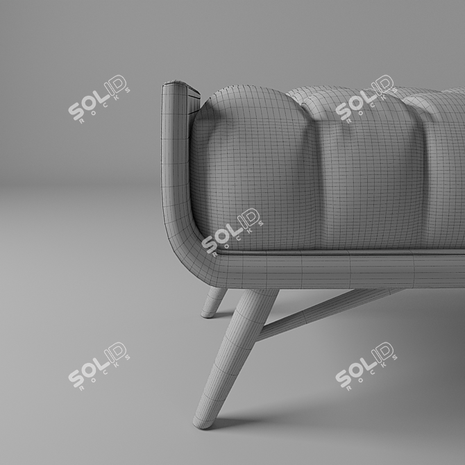 Title: Luxury Velvet Bench 3D model image 3