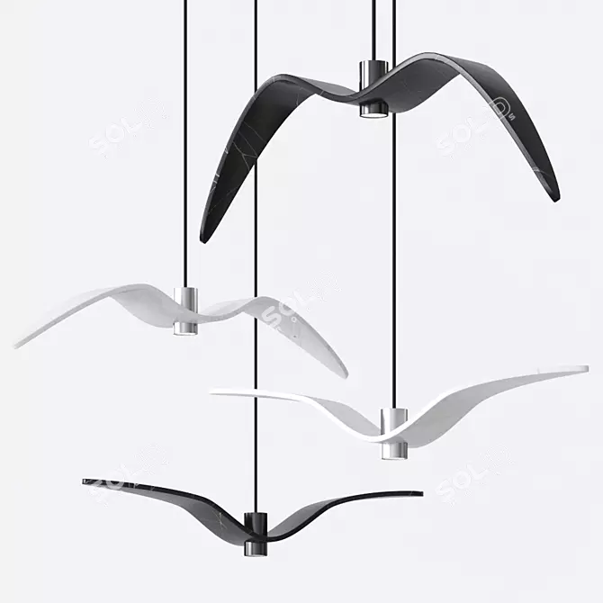 Night Birds: Elegant Glass Pendant Lamp 3D model image 1