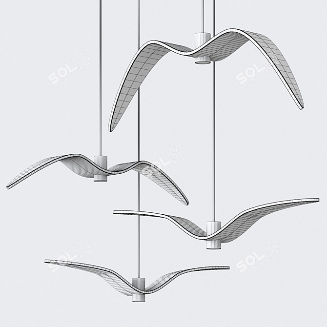 Night Birds: Elegant Glass Pendant Lamp 3D model image 2