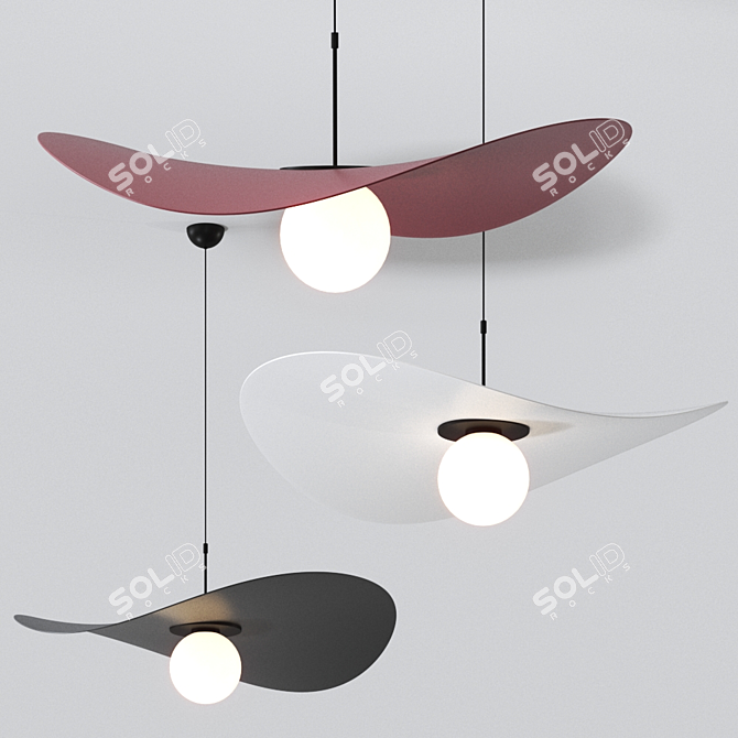 Elegant Vogue Plissè Pendant Lamp 3D model image 1