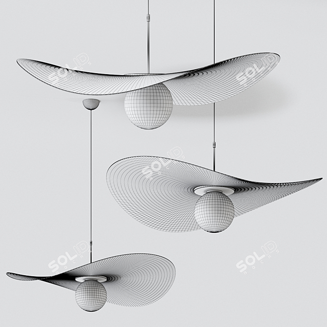 Elegant Vogue Plissè Pendant Lamp 3D model image 2