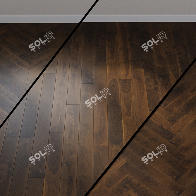 Dark Brown Oak Parquet Board 3D model image 1