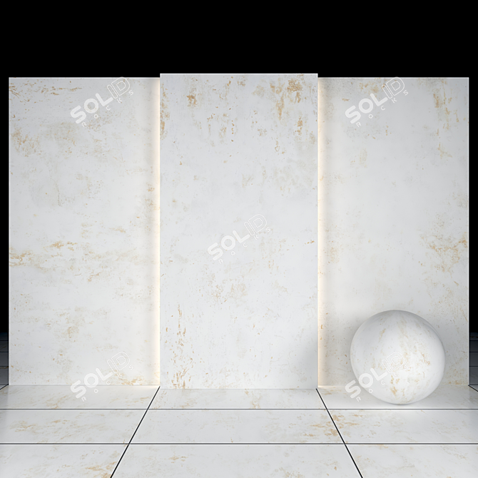 Glossy White Stone Texture Set 3D model image 2