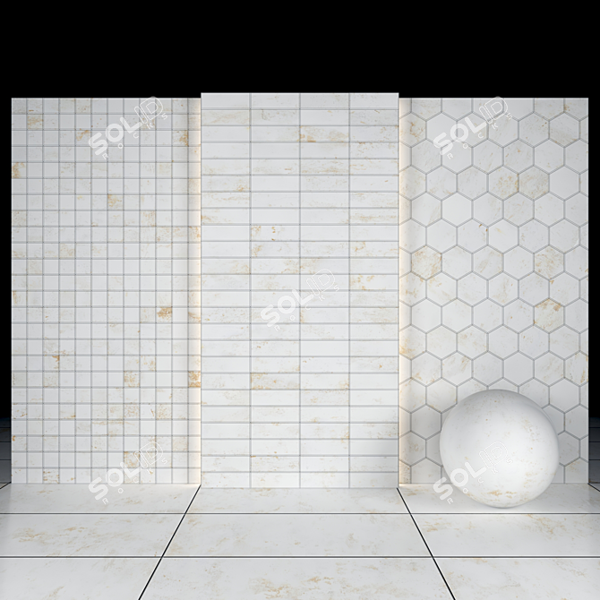 Glossy White Stone Texture Set 3D model image 3