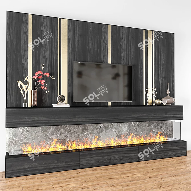 Modern TV Wall Unit 3D model image 3