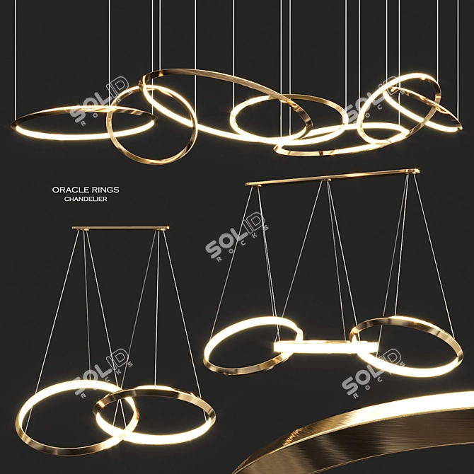 Radiant Reverie: Oracle Rings Chandelier 3D model image 1