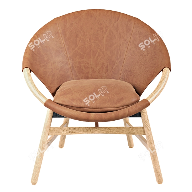 Rustic Modern Acacia Leather Chair 3D model image 2