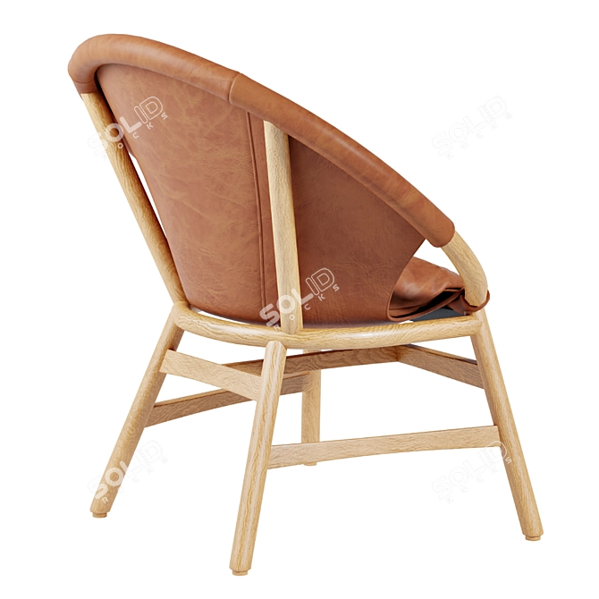 Rustic Modern Acacia Leather Chair 3D model image 3