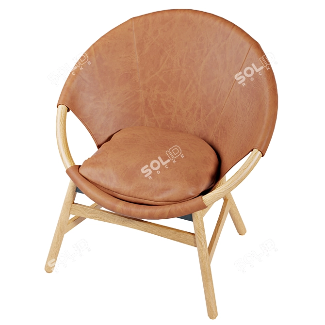 Rustic Modern Acacia Leather Chair 3D model image 4