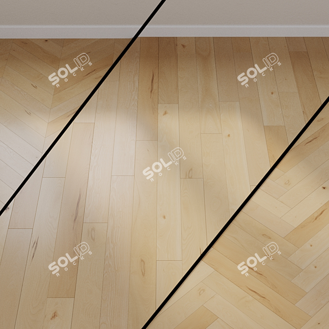 Elegant Beech Parquet Flooring 3D model image 1