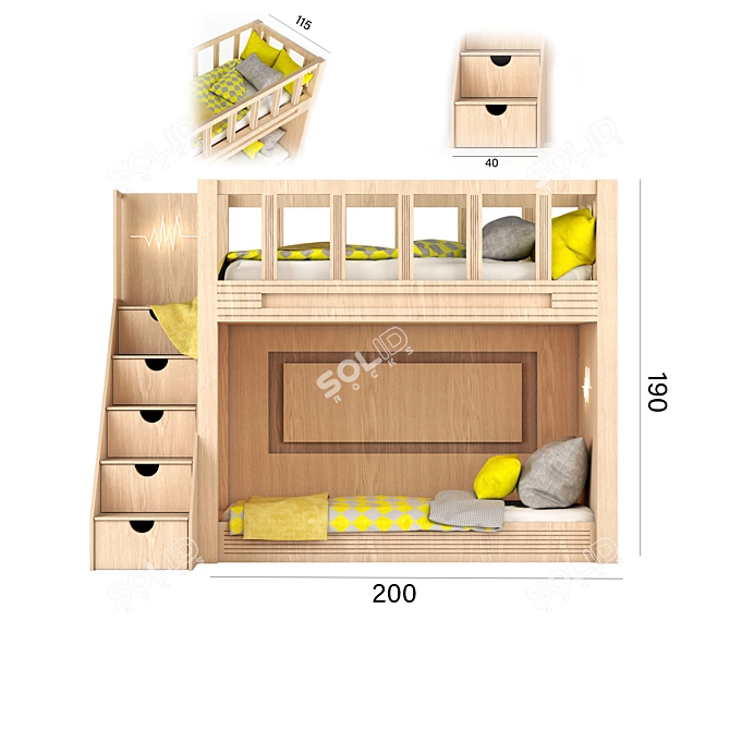 Sleek & Stylish IKEA Teenage Bed 3D model image 2