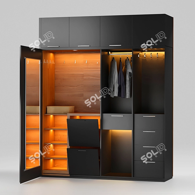 Animated Wooden Wardrobe: V-Ray Compatible 3D model image 1