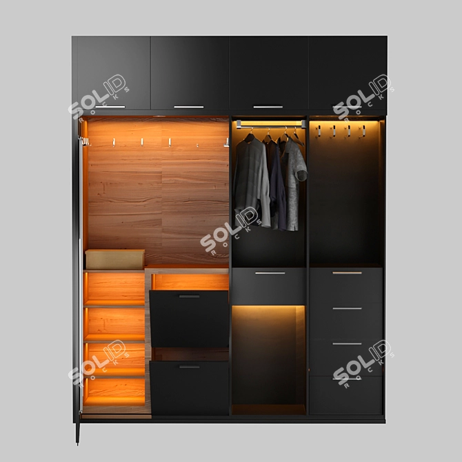 Animated Wooden Wardrobe: V-Ray Compatible 3D model image 4
