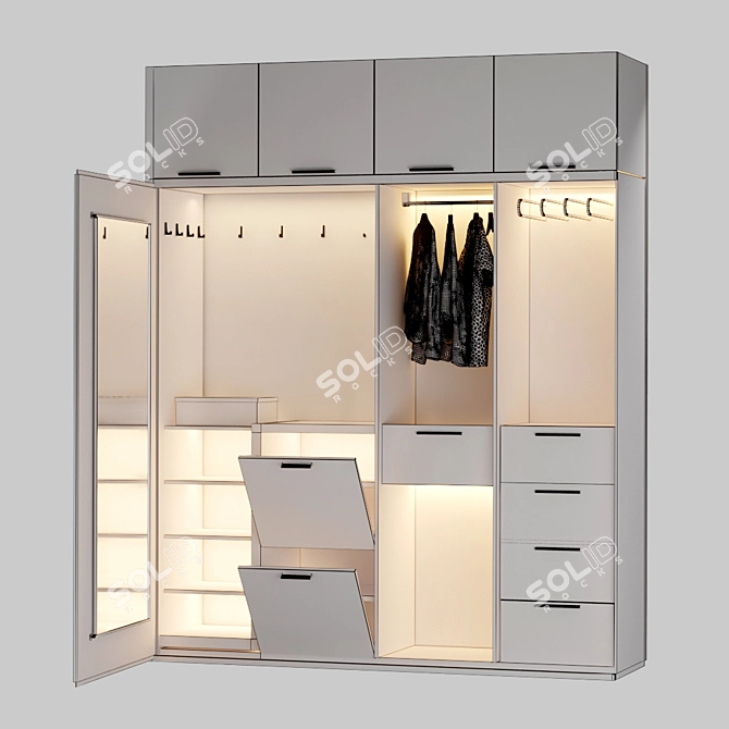 Animated Wooden Wardrobe: V-Ray Compatible 3D model image 5