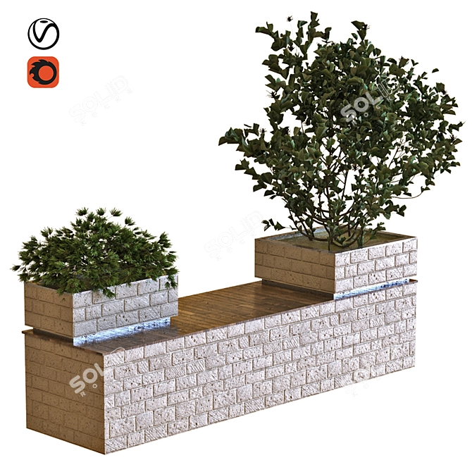 Modern Boxed Tree Set 032 3D model image 1