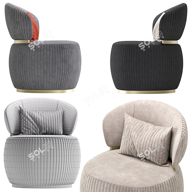 Bon Ton Luxury Armchair: Sleek Design & Exceptional Comfort 3D model image 5