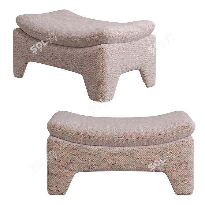 Luxury Moutone Chair & Ottoman 3D model image 3