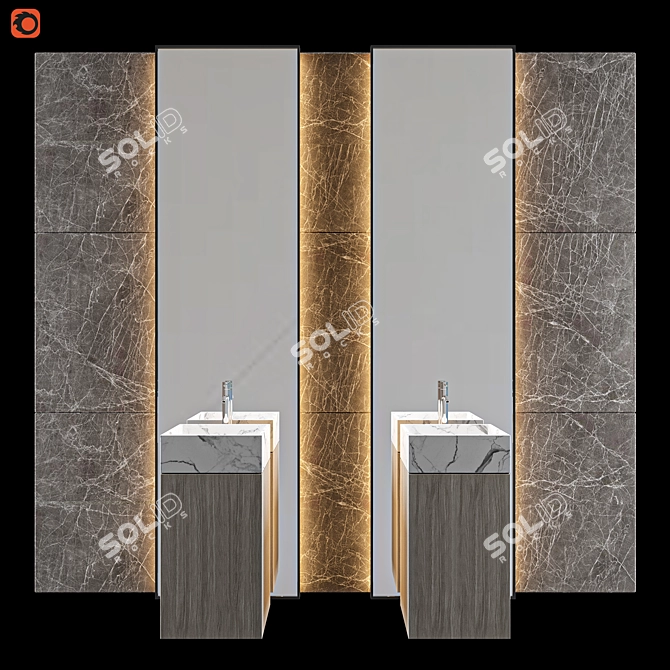 Elegant Wash Basin: 11 3D model image 1