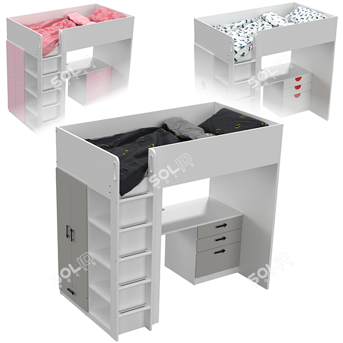 Versatile Bed with Desk - SMÅSTAD 3D model image 6