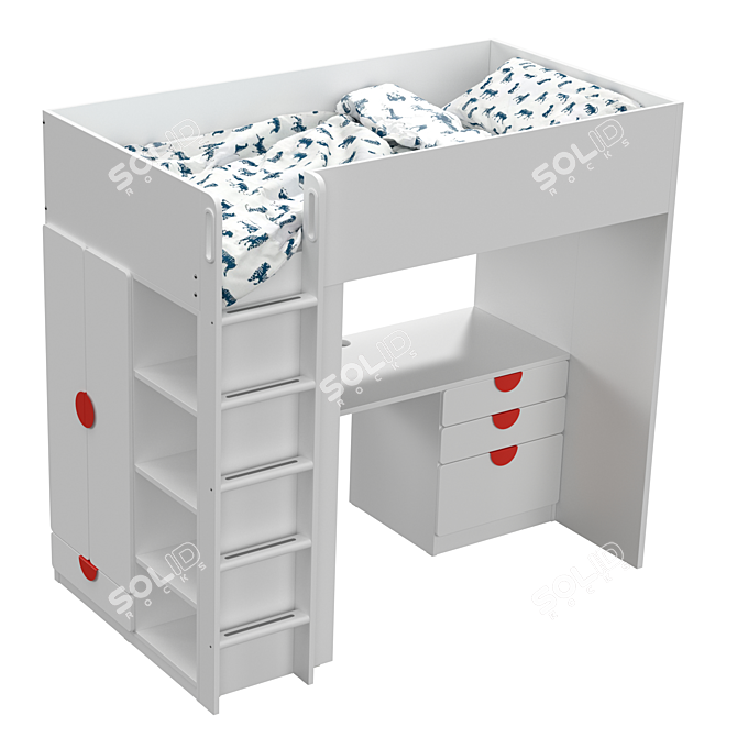 Versatile Bed with Desk - SMÅSTAD 3D model image 9