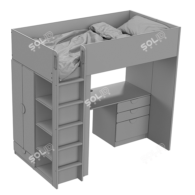 Versatile Bed with Desk - SMÅSTAD 3D model image 11