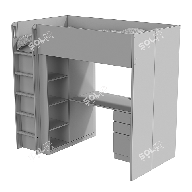 Versatile Bed with Desk - SMÅSTAD 3D model image 12
