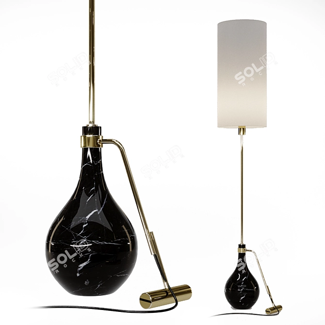 Modern Black Marble Floor Lamp 3D model image 1